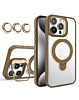 Magnetic Clear Case with 2 Kickstand & Camera Lens - DESERT TITANIUM for iPhone 14 Pro Max (Only Ground Shipping)
