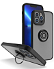 Hard PC Rear Soft TPU Colorful Border Case with I-ring Holder - BLACK for iPhone 14 Pro Max (Only Ground Shipping)
