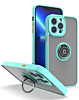 Hard PC Rear / Soft TPU Colorful Border Case with I-ring Holder - LIGHT BLUE for iPhone 14 Pro Max (Only Ground Shipping)