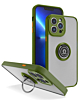 Hard PC Rear / Soft TPU Colorful Border Case with I-ring Holder - GREEN for iPhone 14 Pro (Only Ground Shipping)