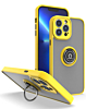 Hard PC Rear / Soft TPU Colorful Border Case with I-ring Holder - YELLOW for iPhone 14 Pro Max (Only Ground Shipping)
