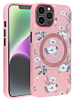 Flower Design Wireless Charging Case - PINK for iPhone 14 Pro Max (Only Ground Shipping)