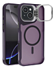 Matte Transparent Camera Stand Case with Wireless Charging for iPhone 15 (DARK PURPLE) (Only Ground Shipping)