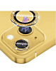 Glitter Diamond Camera Lens with HD Tempered Glass for iPhone 15 / 15 Plus (GOLD)