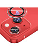 Glitter Diamond Camera Lens with HD Tempered Glass for iPhone 15 / 15 Plus (RED)
