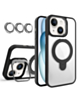 Magnetic Clear Case with 2 Kickstand & Camera Lens - BLACK for iPhone 15 (Only Ground Shipping)