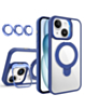 Magnetic Clear Case with 2 Kickstand & Camera Lens - DARK BLUE for iPhone 15 (Only Ground Shipping)