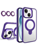 Magnetic Clear Case with 2 Kickstand & Camera Lens - DARK PURPLE for iPhone 15 (Only Ground Shipping)
