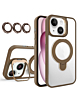 Magnetic Clear Case with 2 Kickstand & Camera Lens - DESERT TITANIUM for iPhone 15 (Only Ground Shipping)