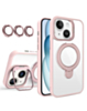 Magnetic Clear Case with 2 Kickstand & Camera Lens - PINK for iPhone 15 (Only Ground Shipping)