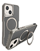 Carbon Fiber Magnetic Kickstand Case - GRAY for iPhone 15 (Only Ground Shipping)