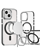 Thin Magnetic Clear Case with Camera Stand Kickstand - BLACK for iPhone 15 (Only Ground Shipping)