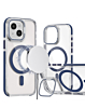 Thin Magnetic Clear Case with Camera Stand Kickstand - BLUE for iPhone 15 (Only Ground Shipping)