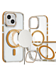 Thin Magnetic Clear Case with Camera Stand Kickstand - DESERT GOLD for iPhone 15 (Only Ground Shipping)