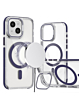 Thin Magnetic Clear Case with Camera Stand Kickstand - PURPLE for iPhone 15 (Only Ground Shipping)