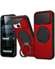 Flip Lens Cover Case with MagSafe Ring Kickstand (RED) for iPhone 14 Plus / 15 Plus (Only Ground Shipping)