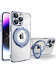 Magnetic Clear Cases with Magsafe Ring Stand - BLUE for iPhone 15 Pro (Only Ground Shipping)