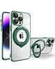Magnetic Clear Cases with Magsafe Ring Stand - GREEN for iPhone 15 Pro (Only Ground Shipping)