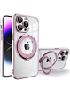 Magnetic Clear Cases with Magsafe Ring Stand - PINK for iPhone 15 Pro (Only Ground Shipping)