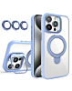 Magnetic Clear Case with 2 Kickstand & Camera Lens - LIGHT BLUE for iPhone 15 Pro (Only Ground Shipping)