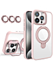 Magnetic Clear Case with 2 Kickstand & Camera Lens - PINK for iPhone 15 Pro (Only Ground Shipping)