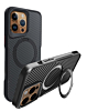 Carbon Fiber Magnetic Kickstand Case - BLACK for iPhone 15 Pro (Only Ground Shipping)