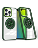 Transparent Wireless Charging Case with Ring Holder - GREEN for iPhone 15 Pro (Only Ground Shipping)
