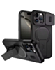 Magnetic Push Slide Lens Case with Kickstand- BLACK for iPhone 15 Pro Max (Only Ground Shipping)