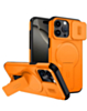 Magnetic Push Slide Lens Case with Kickstand (ORANGE) for iPhone 15 Pro Max (Only Ground Shipping)