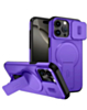 Magnetic Push Slide Lens Case with Kickstand- PURPLE for iPhone 15 Pro Max (Only Ground Shipping)