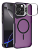 Matte Transparent Camera Stand Case with Wireless Charging for iPhone 15 Pro Max (DARK PURPLE) (Only Ground Shipping)