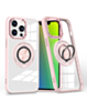 Transparent Wireless Charging Case with Ring Holder (PINK) for iPhone 15 Pro Max (Only Ground Shipping)
