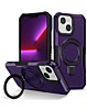 Hard PC Shockproof Case w /Ring Holder - DARK PURPLE for iPhone 14 Plus / 15 Plus (Only Ground Shipping)