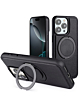 Slim Leather Case with Wireless Charging Kickstand - BLACK for iPhone 15 Pro (Only Ground Shipping)