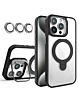 Magnetic Clear Case with 2 Kickstand & Camera Lens - BLACK for iPhone 15 Pro (Only Ground Shipping)