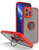 Hard PC Rear / Soft TPU Colorful Border Case with I-ring Holder - RED for iPhone 15 Pro (Only Ground Shipping)