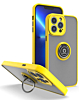 Hard PC Rear / Soft TPU Colorful Border Case with I-ring Holder - YELLOW for iPhone 15 Pro (Only Ground Shipping)