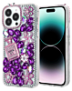 Crystal Flower Perfume Silicone Hard Case - PURPLE for iPhone 15 Pro (Only Ground Shipping)