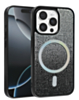 Wireless Charging Bling Diamond Crystal Case - BLACK & SILVER for iPhone 15 Pro (Only Ground Shipping)
