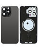 Stock up on the back glass with frame and MagSafe magnet for iPhone 15 Pro Max in black titanium, no logo.