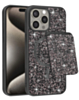 Magnetic Diamond Dual Layer Protection Case with Magnetic Card Slot- BLACK for iPhone 15 Pro Max (Only Ground Shipping)