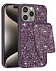 Magnetic Diamond Dual Layer Protection Case with Magnetic Card Slot- PURPLE for iPhone 15 Pro Max (Only Ground Shipping)