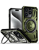 Full-Body Rugged Shockproof Case with Built-in Ring Holder - GREEN for iPhone 15 Pro Max (Only Ground Shipping)