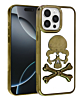 Transparent Skull Design Case - GOLD for iPhone 15 Pro Max (Only Ground Shipping)