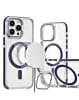 Thin Magnetic Clear Case with Camera Stand Kickstand - PURPLE for iPhone 15 Pro Max (Only Ground Shipping)