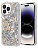 Crystal Flower Perfume Silicone Hard Case - SILVER for iPhone 15 Pro Max (Only Ground Shipping)