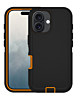 Heavy Duty Case for iPhone 16 (BLACK & ORANGE) (Only Ground Shipping)