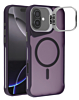Matte Transparent Camera Stand Case with Wireless Charging for iPhone 16 (DARK PURPLE) (Only Ground Shipping)
