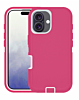 Heavy Duty Case for iPhone 16 (HOT PINK & WHITE) (Only Ground Shipping)