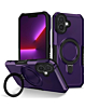 Hard PC Shockproof Case w /Ring Holder - DARK PURPLE for iPhone 16 (Only Ground Shipping)